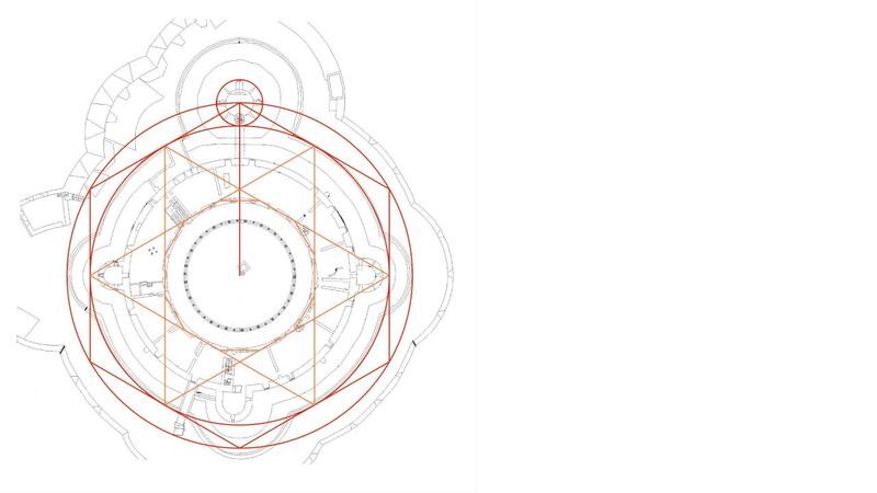 Bellver Castle plan with Star of David and dodecagon locating the inner wall