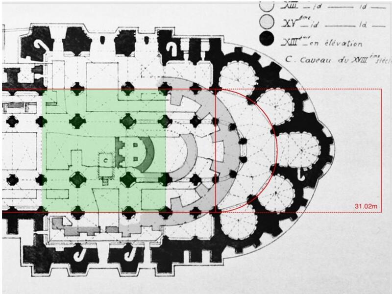 Here you see the plan of the cathedral’s eastern half, this time oriented mor…