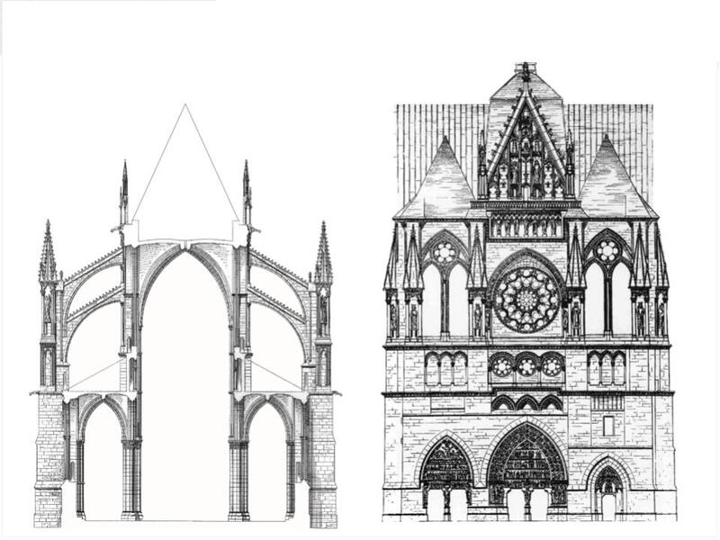 Here you see the cross-section of the nave and the elevation of the north tra…