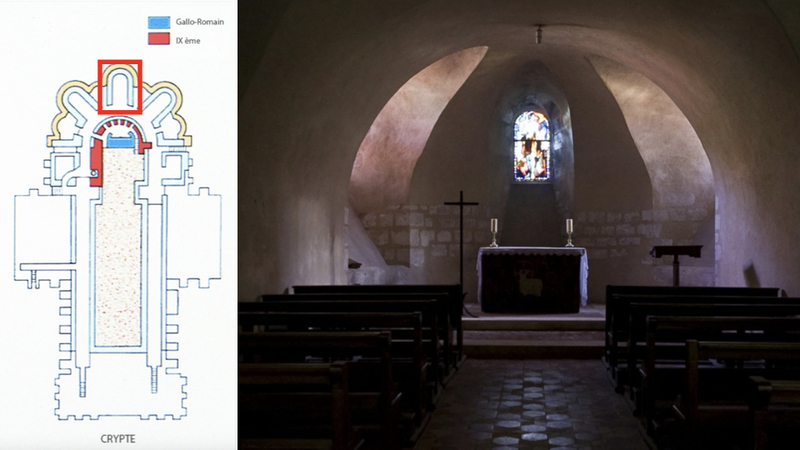 At right, for example, you see a view into this crypt’s axial chapel, with it…