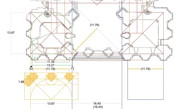 On the south tower, by contrast, the distance between the equivalent axes rea…