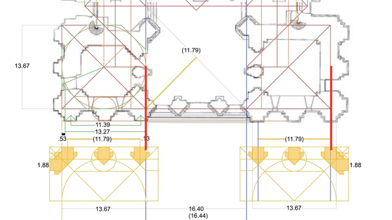 In this case, though, the tower seems to have been located by aligning its ou…