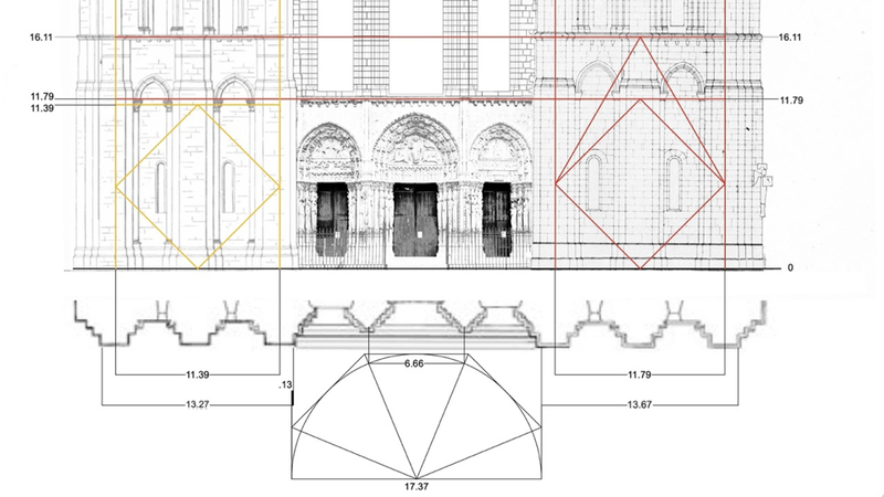The first corbeled cornice on each tower falls at height 16.11m, which can be…