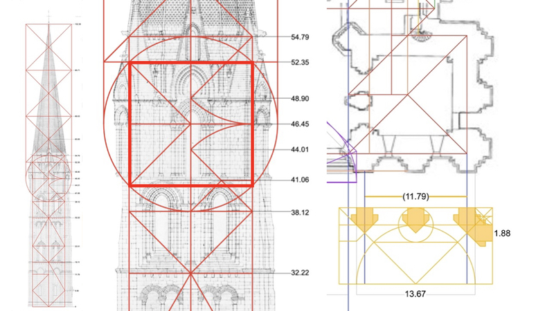 Moving upwards now into the zone where the tower meets the spire base, we can…