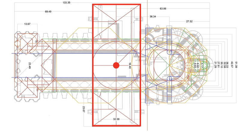 After the fire of 1194, the plan of the cathedral was dramatically expanded b…