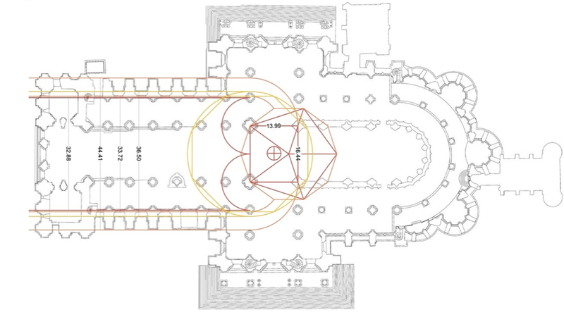 The 36.50m span between the outer wall surfaces, finally, can be found by cre…