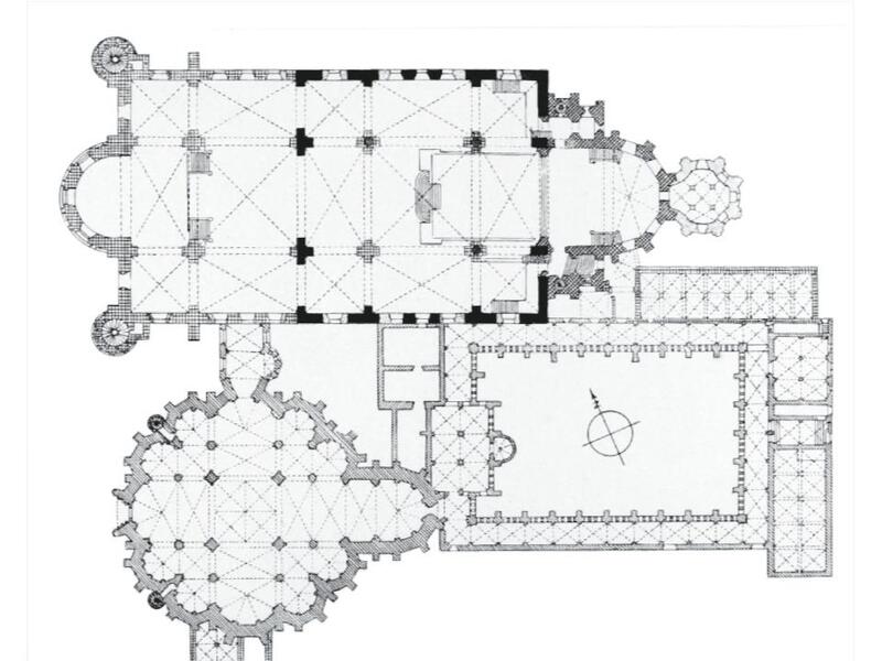 In this older plan of the complex, you can clearly see the square core of the…