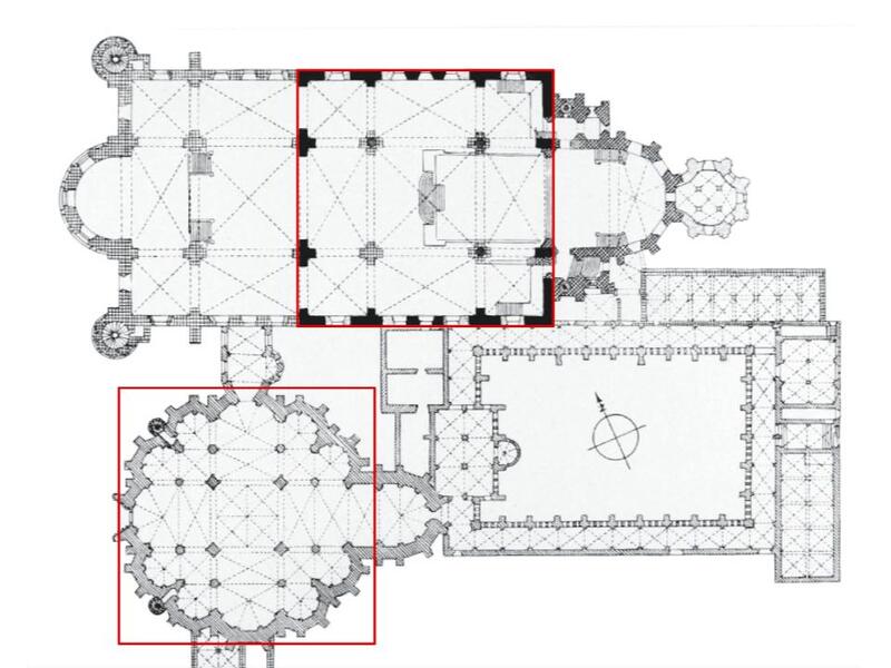 A square of the same size neatly frames the centralized core of the Liebfraue…
