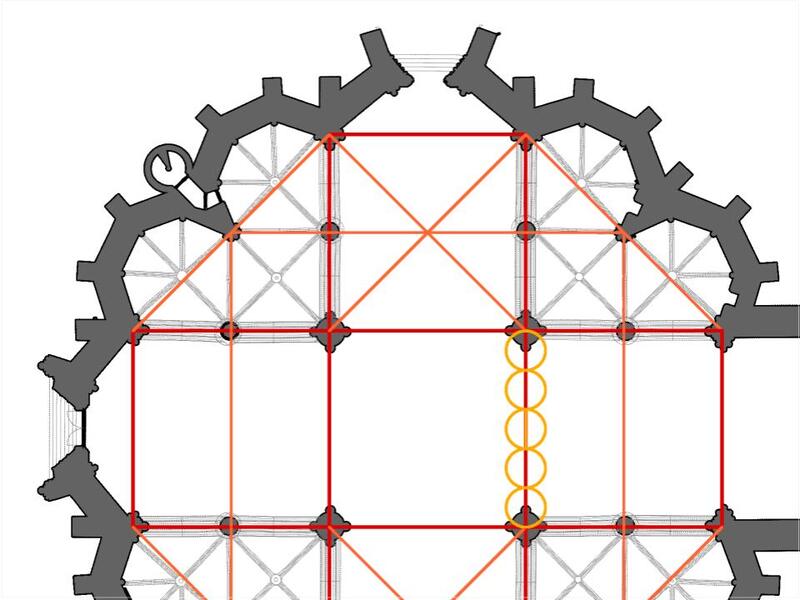And here we see a set of five circles framed by the main arcade axes. I have…