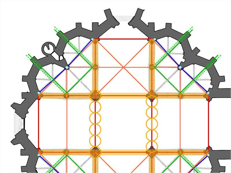 The ribs that form the geometrical baseline of the chapel pairs, similarly, a…