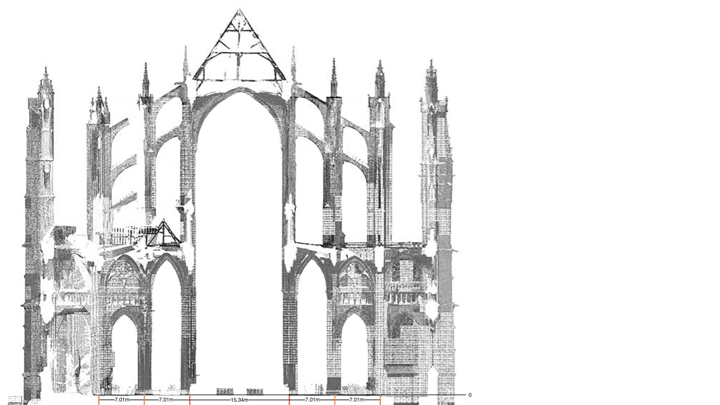Here is the laser-scanned cross-section of the first bay division east of the…
