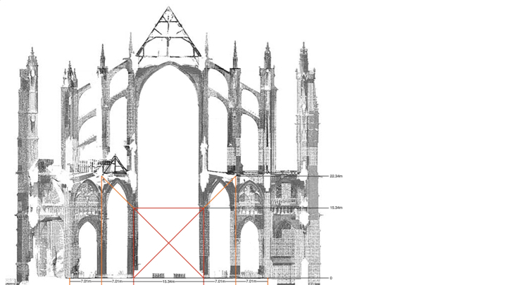 As Murray recognized, the 15.34m height up to the base of the arcade capitals…