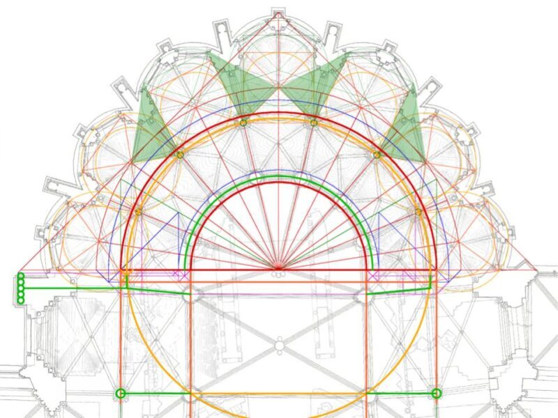 The centers of the hemicycle piers lie on the midline of the crypt arc, as th…