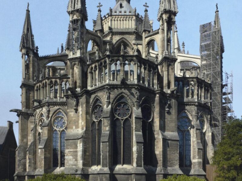 The cathedral of Reims, designed half a century after Notre-Dame, can also be…