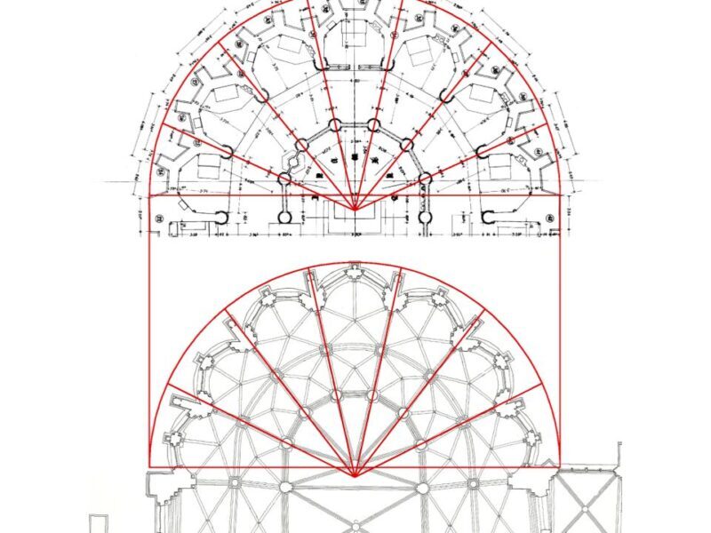 First, the columns of both chevets are carefully arranged to create optical c…