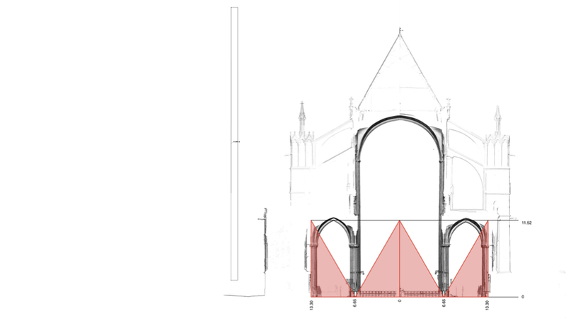 The interaxial width of the nave is 13.30m, which is the same as that of the…