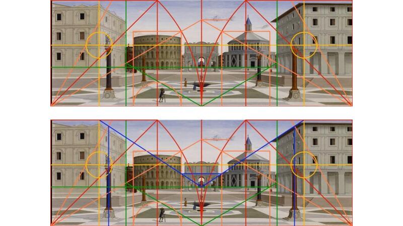 The top edge of the right-hand palace can be found by running a blue line fro…