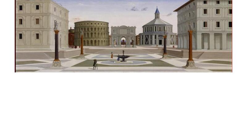 Here is an anonymous Italian Renaissance painting of an ideal city painting n…