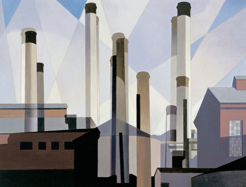 Here is Charles Sheeler’s Stacks in Celebration, from 1954.