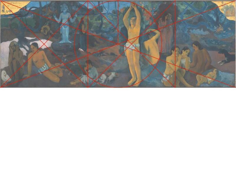The red lines create diagonals across the whole painting. Note that the recli…