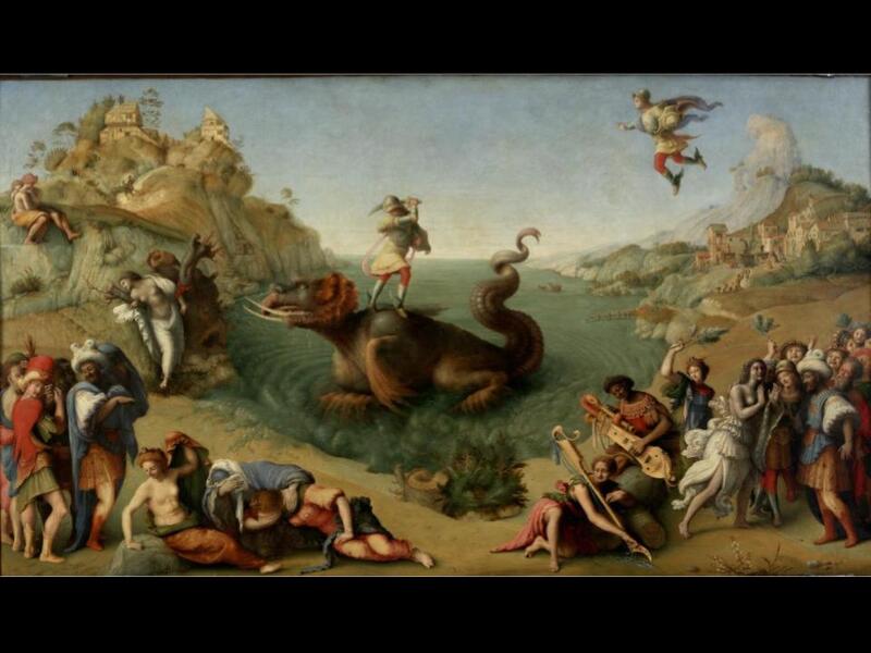 Here Perseus appears twice : arriving from the upper left borne by his winged…