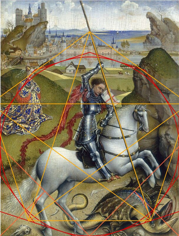 The tip of the spear then serves as the tip of a large pentagram whose vertic…